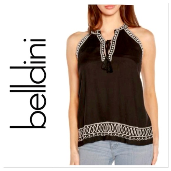 NEW Belldini Lurex Embroidered Keyhole Tank - Picture 1 of 7